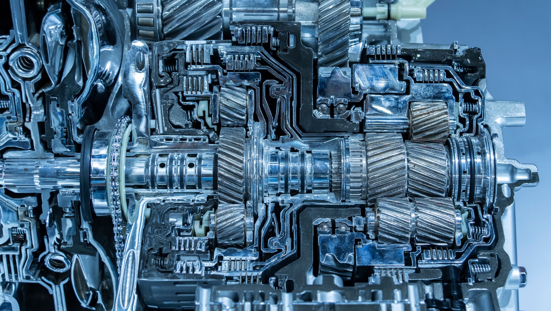 Metallic background of car automotive transmission gearbox